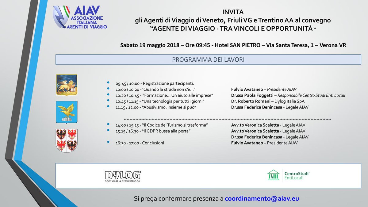 aiavadv's tweet image. AIAV - Verona  - Sabato 19 maggio 2018 ore 09:45 c/o Hotel San Pietro.
Partecipa da computer, tablet o smartphone link global.gotomeeting.com/join/808965213