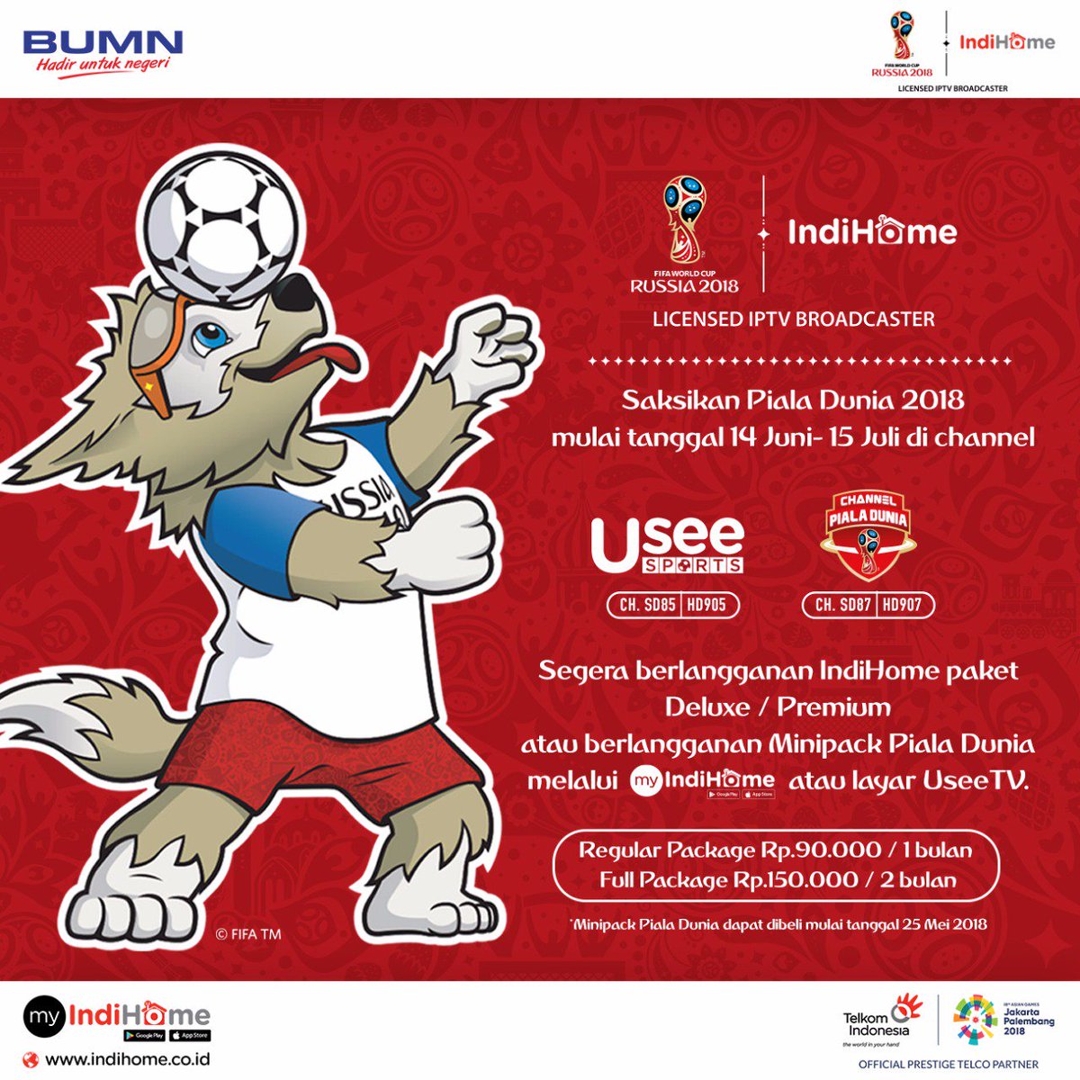 IndiHome is a Licensed IPTV Broadcaster FIFA World Cup 2018. #IndiHomeFIFAWorldCup