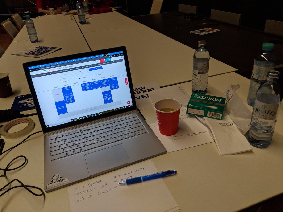 codepo8's tweet image. The amazing backstage life of a moderator :) #WeAreDevs2018