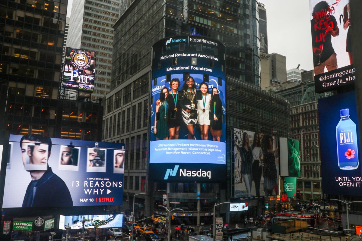 ctrestaurant's tweet photo. Ever wanted to be on a billboard in #TimesSquare...check out Connecticut's First-Ever @ProStart National Champs! Congrats to the young ladies from @Wilbur_Cross_HS! #IndustryOfOpportunity #NYC https://t.co/zLtwLS1djq