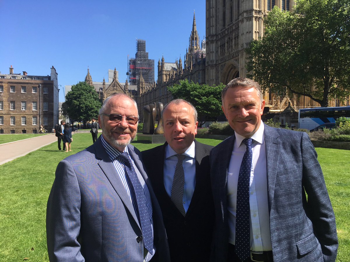 MWheelsUK's tweet photo. John Ellis, @MikeKaneMP and Matt Mardle stand outside the Houses of Parliament prior to their meeting at the Department for Transport#RoadSafety #wheelsafety #wheelsecurity #EURoadworthiness @MWheelsUK https://t.co/lVZfz3TZ7H