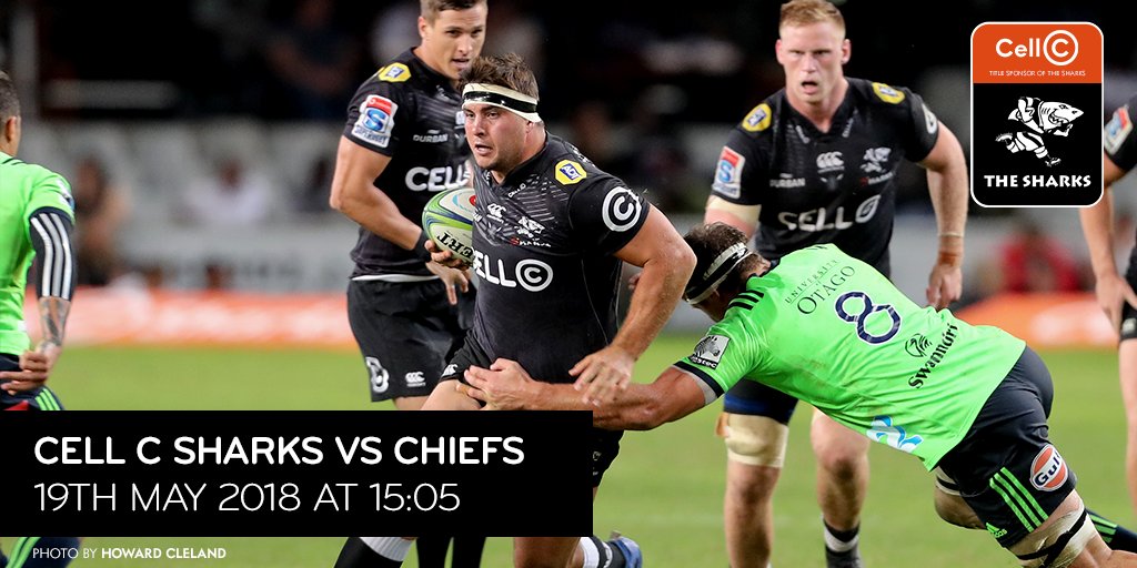 CellC's tweet photo. The Shark Tank will be a frenzy once again as our ferocious boys @TheSharksZA take on the Chiefs this Saturday. Catch all the action tomorrow. #OurSharksForever #SHAvCHI https://t.co/2DJ60nkt4g