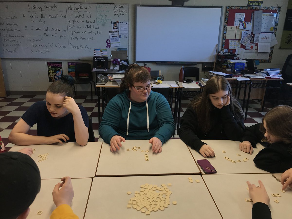MrChurchillNL's tweet photo. We had a lot of fun today in English 2201 playing some @bananagrams It’s a great game that builds vocabulary, promotes socialization, communication, and collaboration - today we played in teams! #teachingwithgames @NLESDCA @TATwolves https://t.co/aoxJXMII3b
