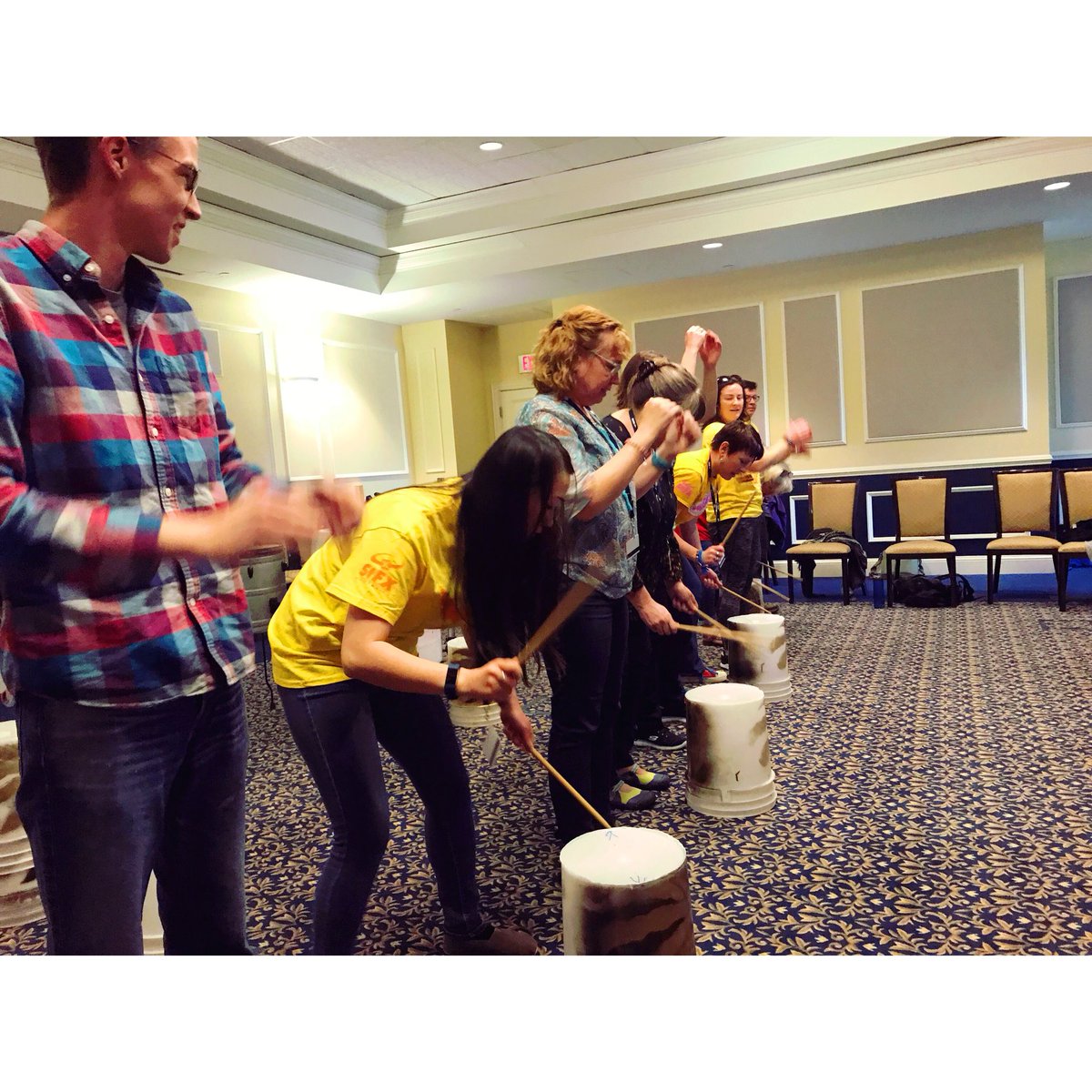 michelle_tufts's tweet photo. Troy Sexton from Rhythm Works gave a great keynote and led a drumming workshop for advisors! #nsssa #ruready #riseup2018 #nsssahowdoyoufeel #rhythmworks #toronto https://t.co/beGw6YA0N6