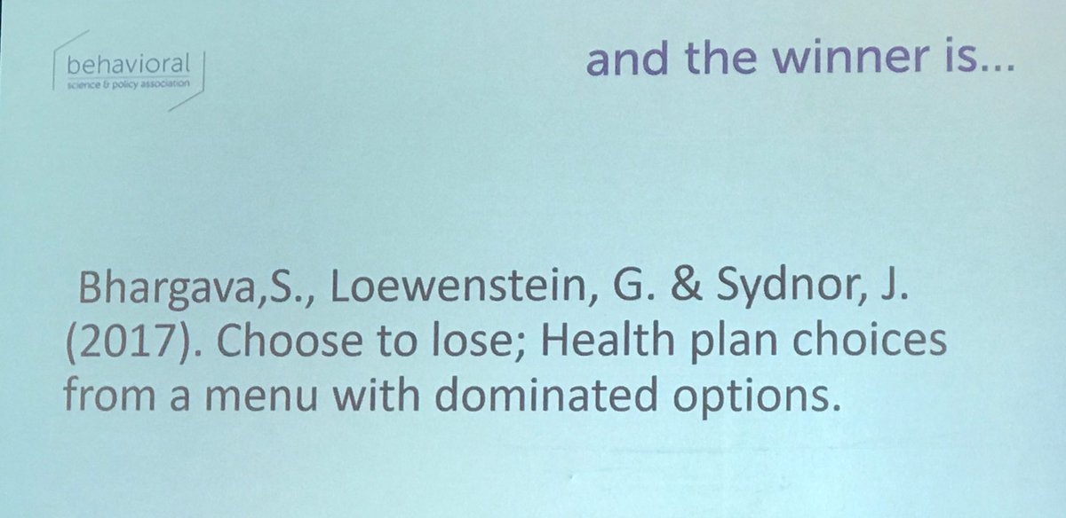 kevin_volpp's tweet image. Congratulations to our CMU and U Wisconsin friends and @PennCHIBE affiliates S Bhargava, G Loewenstein, and @JustinSydnor on winning the 2018 #bspa2018 best paper award!!!