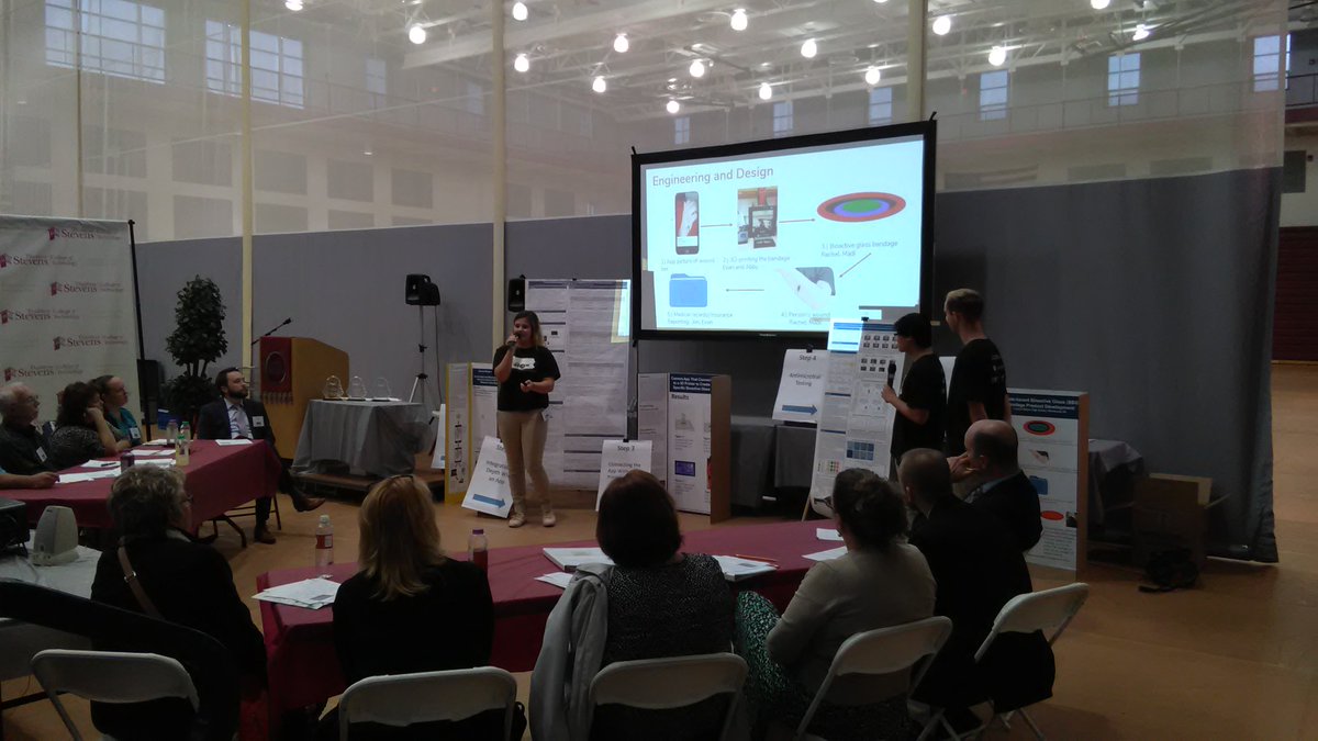pattanupdates's tweet photo. @PAstemcomp Conrad Weiser HS team presenting the Borate-based Bioactive Glass (BBG) Bandage project at the Governor's STEM Competition 2018...one of three finalists for statewide champion @thaddeusstevens https://t.co/DQ7sKrHRoD