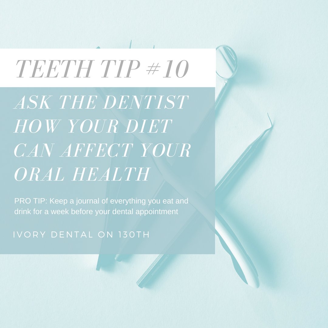 ivorydentalYYC's tweet photo. #TeethTip #10 - Ask the dentist how your diet can affect your oral health.
PRO TIP: Keep a journal of everything you eat and drink for a week before your dental appointment.
p.s. We are welcoming new patients!
📲 Contact us: https://t.co/qqEQRqq76t https://t.co/7c9hD1Ju4M