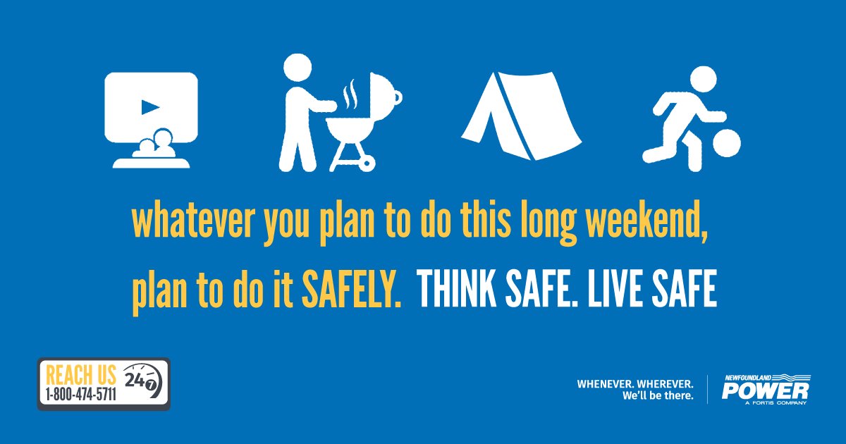 NFPower's tweet photo. Whether you’re planning to brave the elements and go camping this weekend or spending time with loved ones at home, plan to do it safely this May 2-4.
#THINKSAFELIVESAFE https://t.co/imG2xRg10E