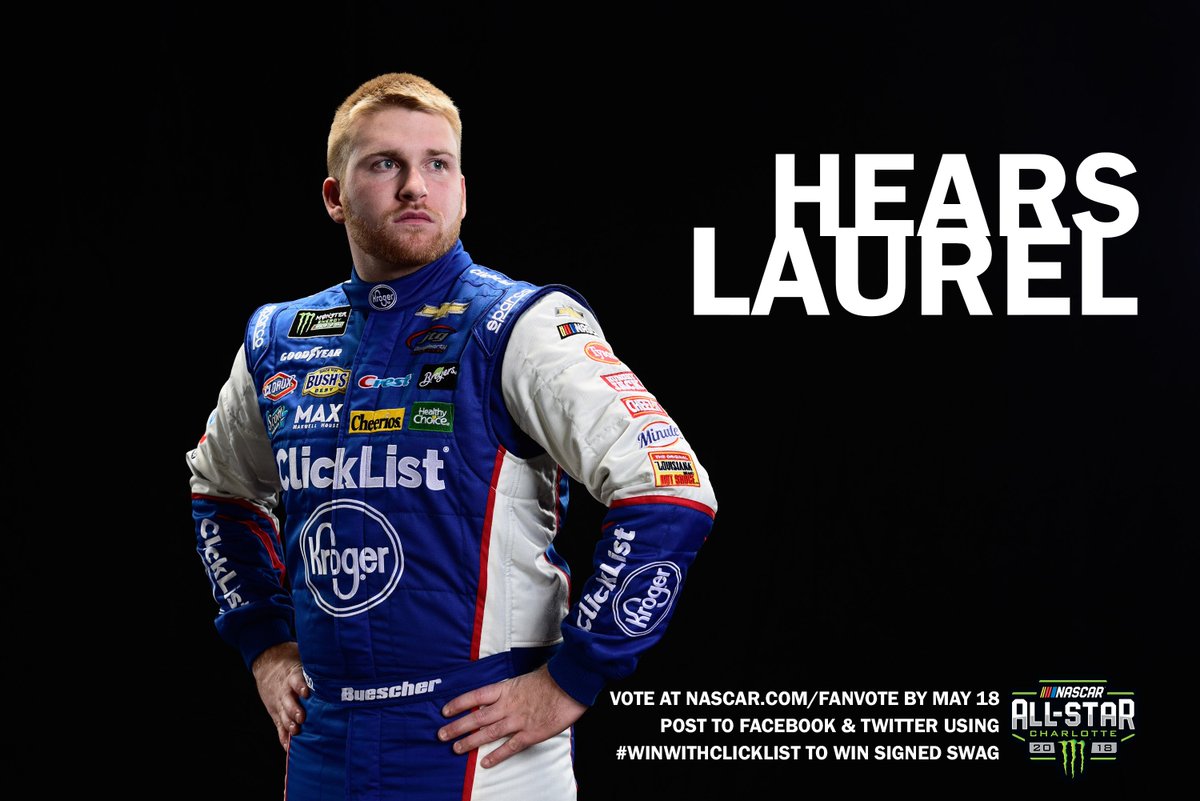 HYAKMotorsports's tweet photo. .@Chris_Buescher hears Laurel.
Vote for him if you agree to put him into the #AllStarRace tomorrow night! Share your vote using #WinWithClickList to win racing prizes.
-> https://t.co/xHCxb5re5s https://t.co/9Av2TiefG1