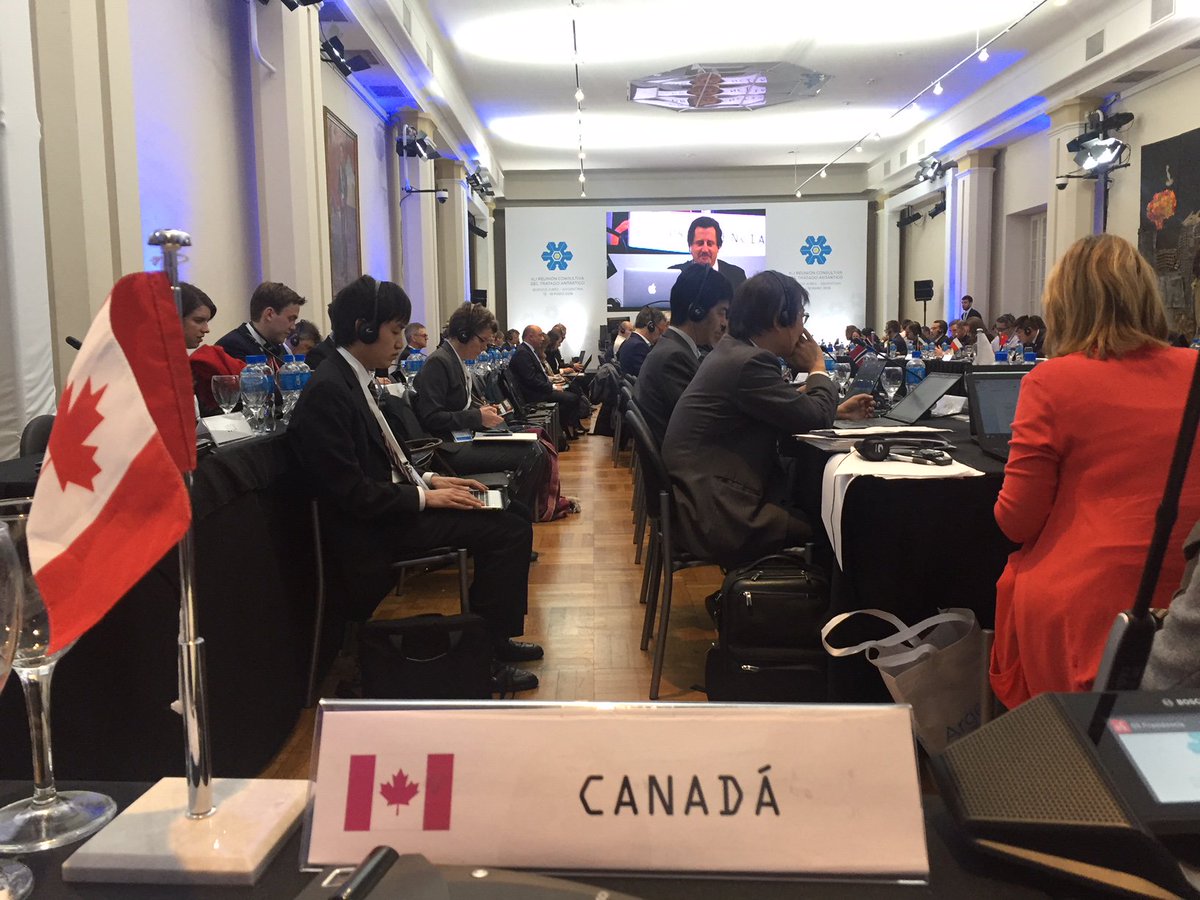 POLARCanada's tweet photo. Canadian delegation at Antarctic Treaty Consultative Meeting in Buenos Aires this week. #ATCM41 #Antarctica #polarknowledge @AntarcticTreaty @environmentca @CanadaFP https://t.co/xVWZARXKDp