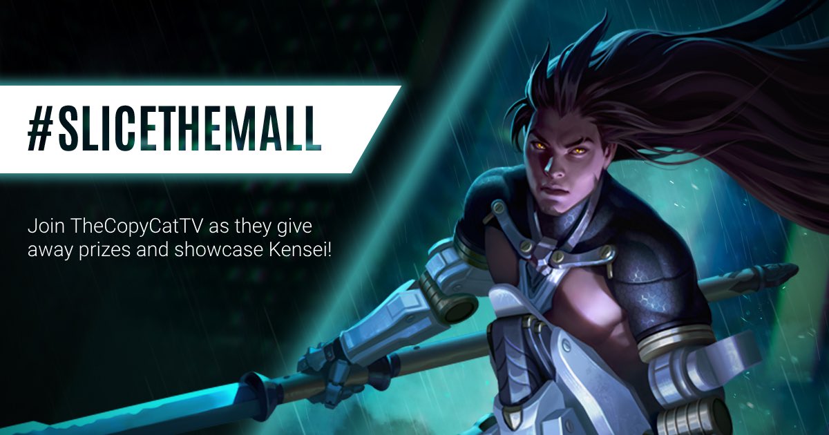 TheCopyCat's tweet photo. #SLICETHEMALL Tomorrow 7 a.m. PDT, 10 a.m. EST.  Kensei x 5 and  Kensei Skin x 5 giveaway.  @vainglory @Time4Rolling https://t.co/SogcYJc23V