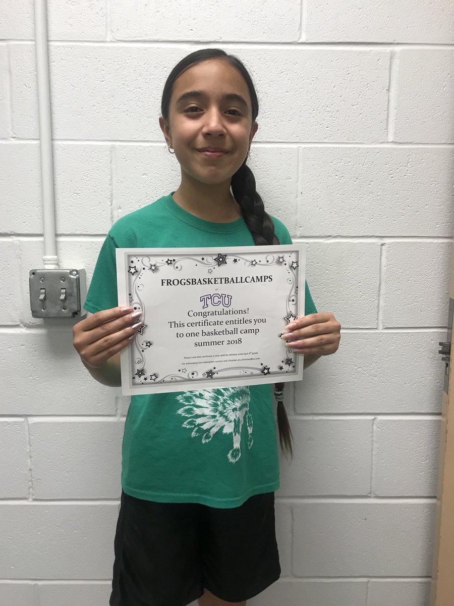 LadyWarriorAthl's tweet photo. The winner of our first TCU basketball camp scholarship goes to 6th grader Paulina! She wrote a powerful essay which made it easy to choose her! The future looks good with Paulina in it 💚🏀 💚 https://t.co/GyB2tBnfKi