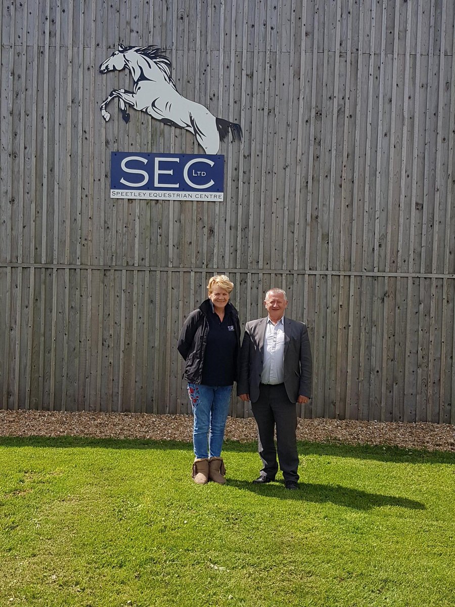 BNEDLEADER's tweet photo. Our latest project to receive grant funding.   Speetley Equestrian Centre.   Seen here, Lisa and her management consultant Paul. https://t.co/rdgJCokJ79