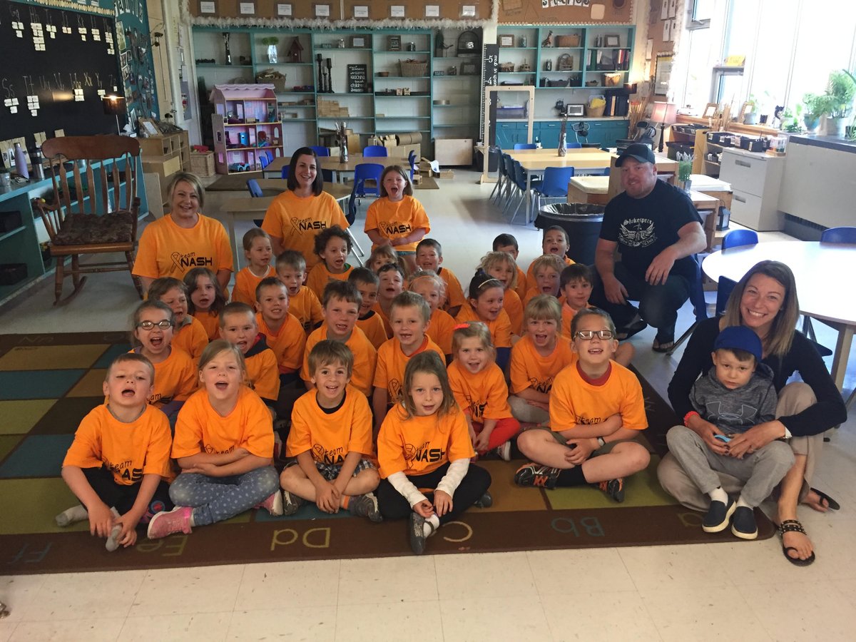 Sprucedale PS - A huge shout out to Nash Wynette and the Shakespeare Men's Club.  Nash was in to be with his friends this morning.  The entire class was decked out in Team Nash Orange thanks to the generosity of The Shakespeare Men's Club:)