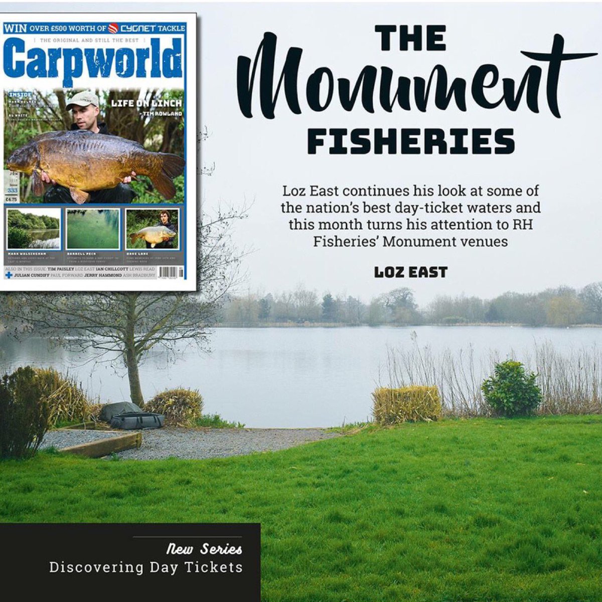 TomForrester33's tweet photo. Check out this months Carpworld mag featuring Korda backed Loz East where he gets amongst some Monument chunks ! Wonderfully put together mag, keep print alive 🐳 @PrincessBev1 https://t.co/7IrVz2y5Xu