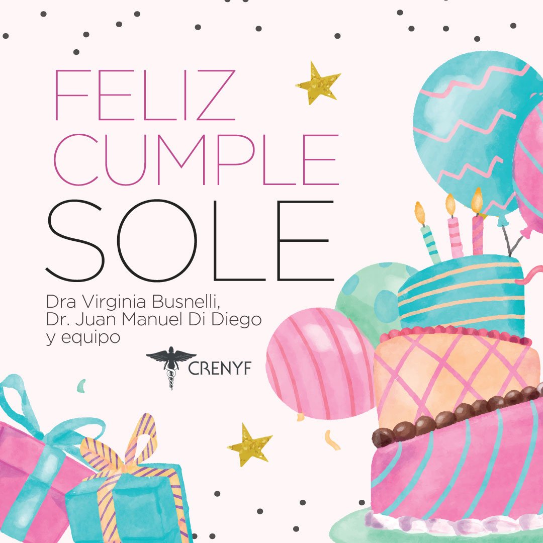 Crenyf's tweet photo. Feliz cumple Sole!! Los mejores deseos de parte de la Dra. Virginia Busnelli, el Dr. Juan Manuel Di Diego y todo el equipo de #CRENYF!! #Cumpleaños https://t.co/bHf0GIMww9