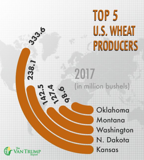 KevinVanTrump's tweet photo. Top 5 Wheat Producing States
The Van Trump Report Free Trial: https://t.co/uV7VSNrbFX
#wheat #production #oklahoma #montana #washington #northdakota #kansas #agriculture #farming #crops #grains #commodity #vantrumpreport #usda #agoutlook #agtwitter https://t.co/TeQMVHSyzd