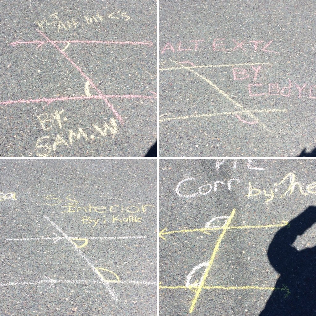 kampbell66's tweet photo. @TATwolves @NLESDCA Taking the Angle relationships and Parallel lines theorem outside on this beautiful May Day #Math2201 #mathisfun #angles #ParallelLines https://t.co/4uggHedl9i
