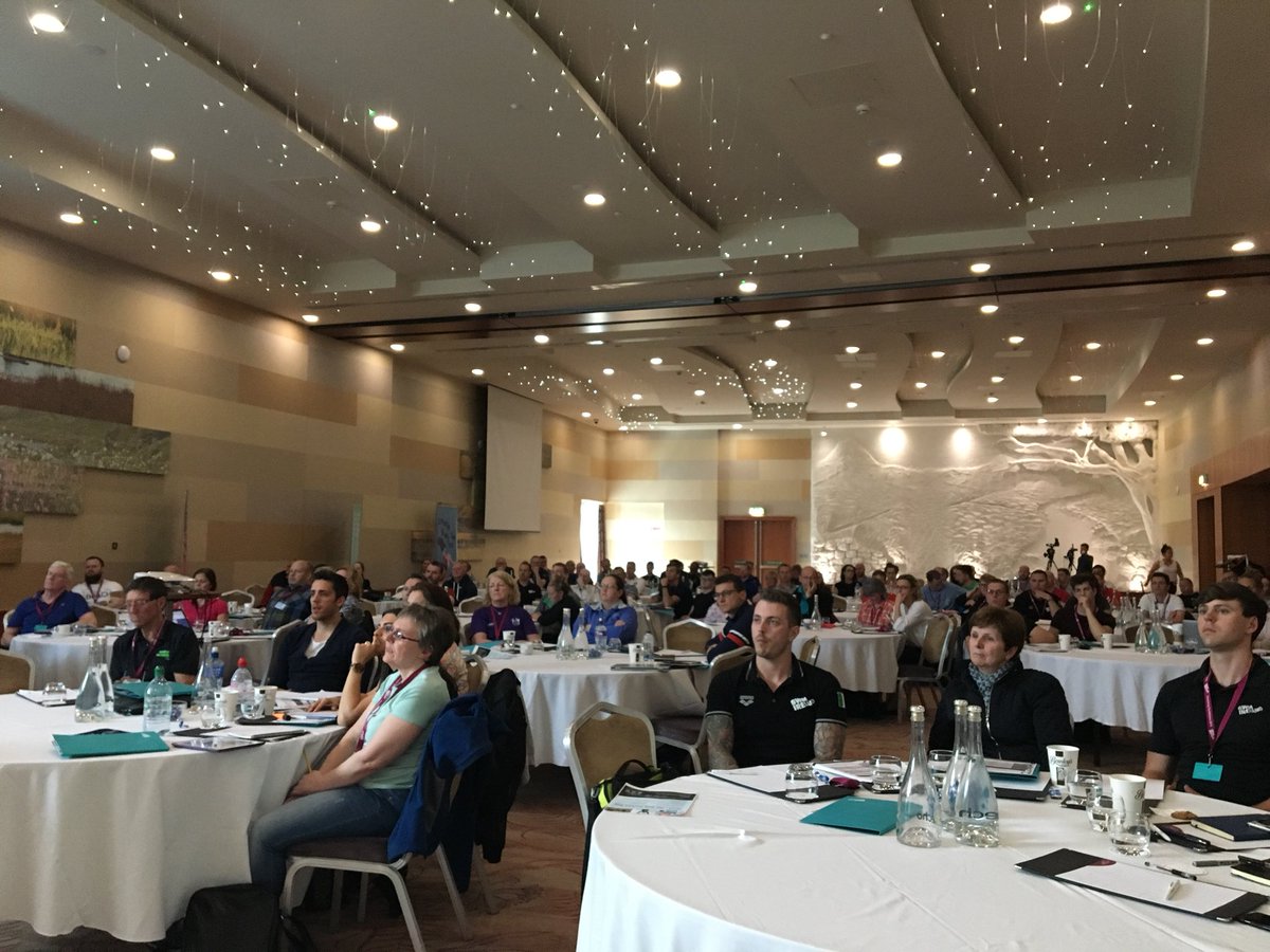 swimireland's tweet photo. Wow! 130 delegates from all over Europe attending our first ever International Performance Swimming Coaching Conference in Dublin - starting with the master of physiology - Professor Jan Olbrecht @sportireland @Inst_of_Sport @arenaUK_ #shamROCK ๐ฎ๐ชโ๏ธ https://t.co/rsB6ZKF4KZ