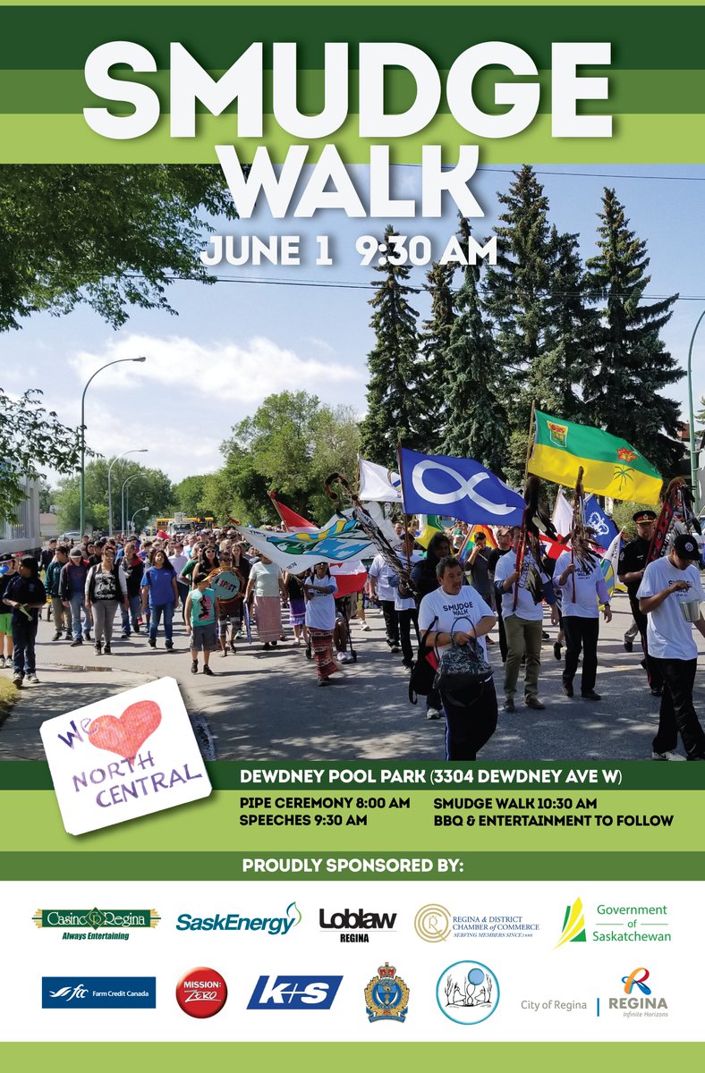 RPSCultural's tweet photo. Mark your calendars! The annual #smudgewalk is on June 1st! See everyone there!! #yqr #Reconciliation https://t.co/a3bygCAJOJ