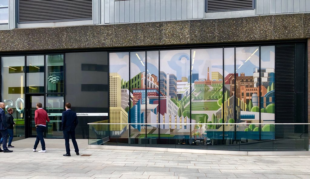 WarrenJukes's tweet photo. Birmingham’s newest street art is complete! The largest by artist @brumhaus @AssociatedA #50yearsofdesign #AA50 #birthday #50 #brum https://t.co/IQQQoY3VOe
