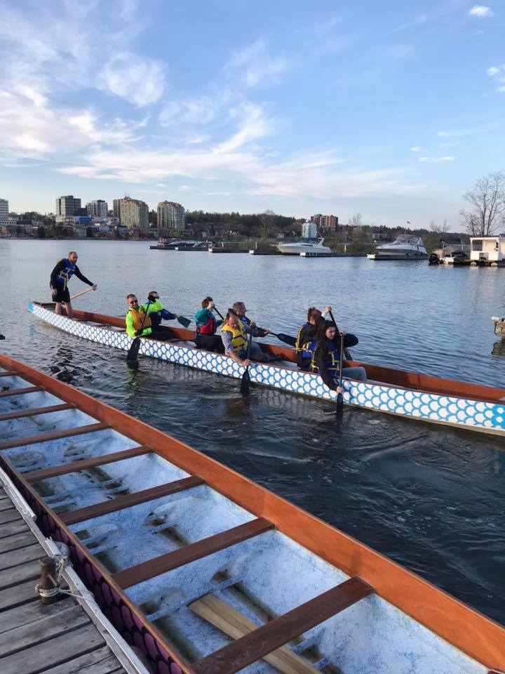 BarrieDBFest's tweet photo. If you missed it on Facebook, our first two boats are in!! 😀Thanks to @DragonBoatRocks for paddling them over to their summer dock. Paddles up! #BarrieDragonBoatFestival #BDBF2018 🐲🛶 https://t.co/6pfPYM6QxN