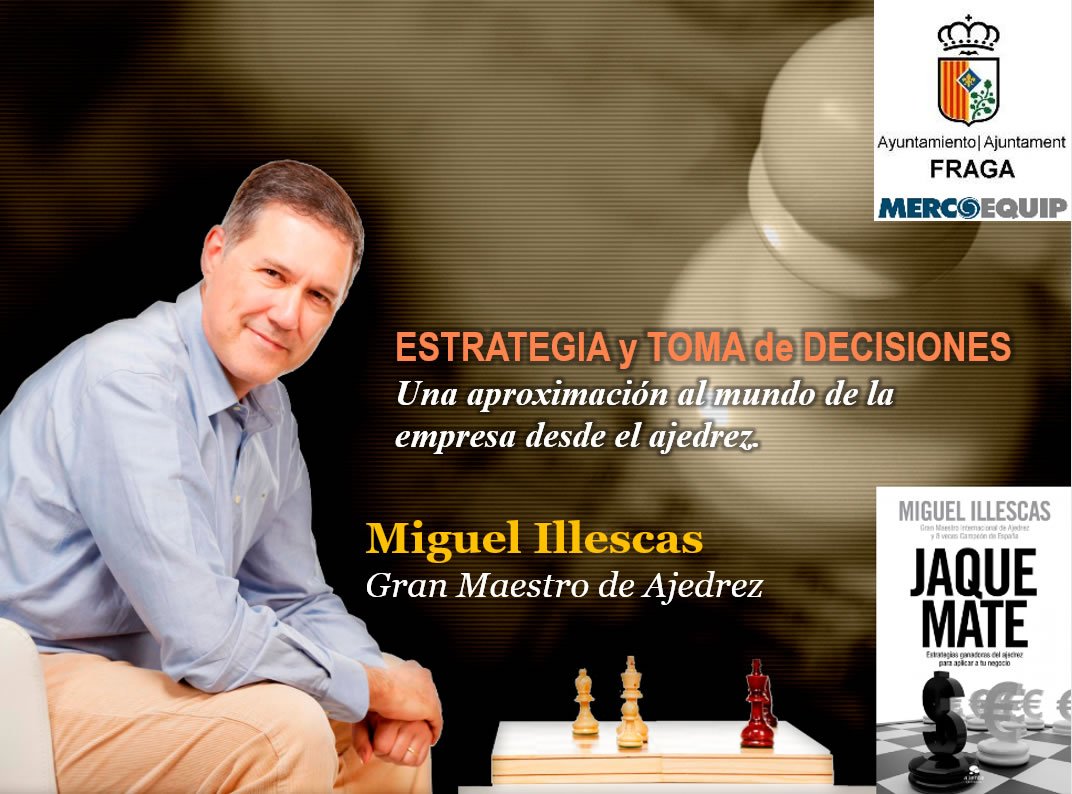 revistaPDR's tweet photo. AJEDREZ y EMPRESA
El Gran Maestro de #ajedrez y campeón español @illescasmiguel, ofrecerá el 19 de mayo en @FragaAyto una sesión de simultáneas y una conferencia a #empresarios, en el 30 aniversario de la Feria #Mercoequip ℹ️ https://t.co/m0jTj1O5lR https://t.co/ez8EurCvAI