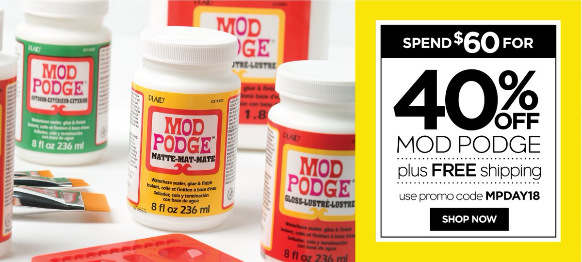 ModPodge_Glossy's tweet photo. Get 40% off Mod Podge this weekend when you spend $60 This includes our new MEGA GLITTER!!!! Shop our site https://t.co/Wceb9hQRvb https://t.co/s9KKAtIYPo
