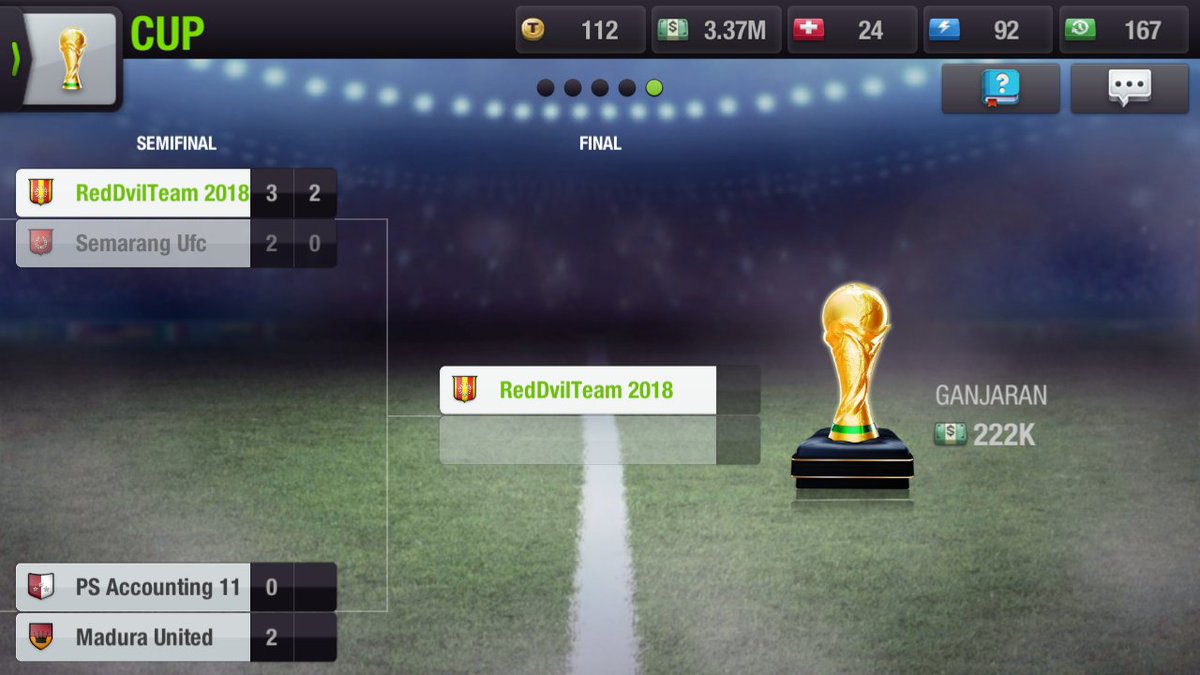 CaptKojiroHyuga's tweet photo. Cup @topeleven FT Semarang Ufc v #RDT2018 #GoesToFinal https://t.co/CJg46wS2BI
