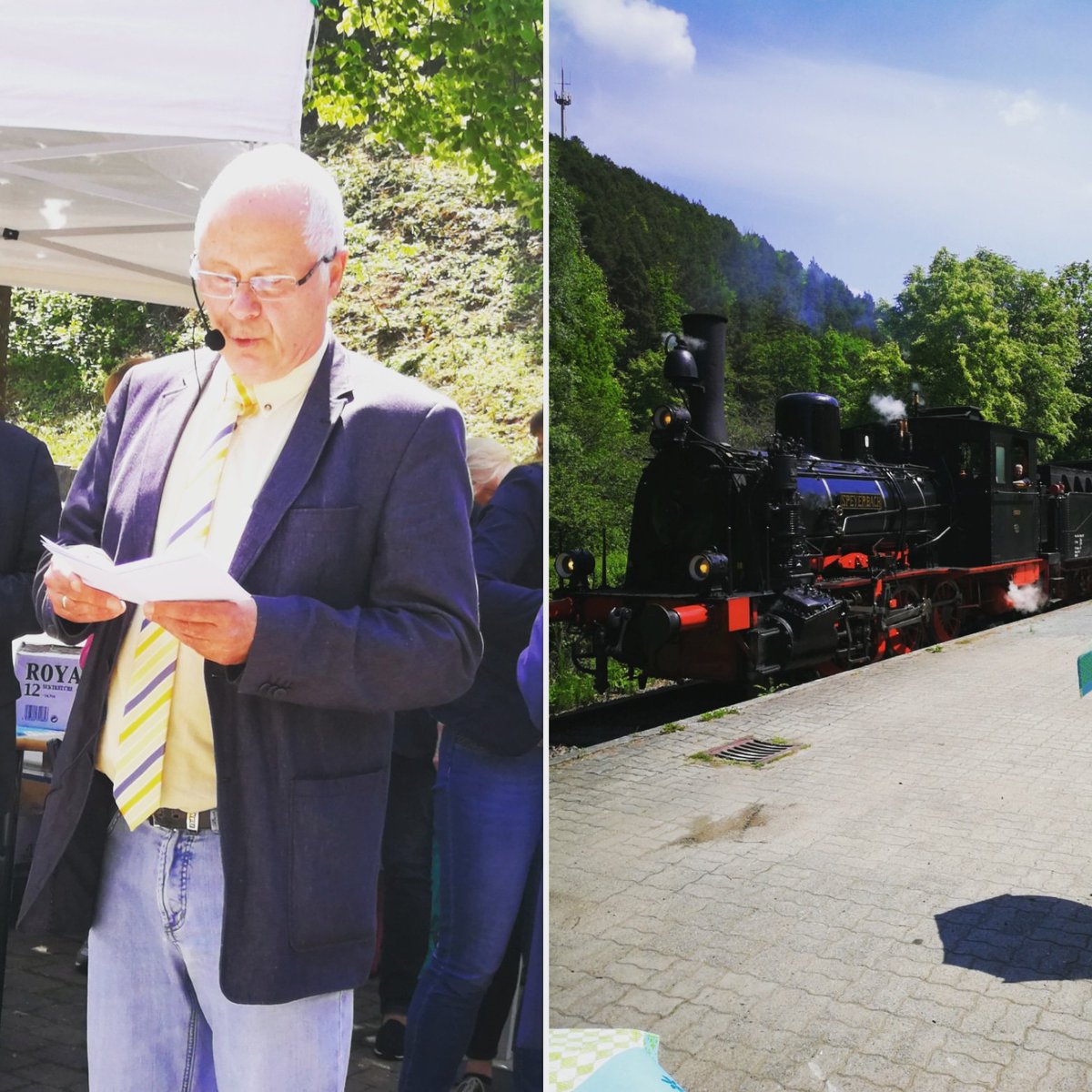 KazunguHass's tweet photo. Wenn alle zusammen arbeiten, dann kann Gutes entstehen: Das #kuckucksbähnle hat seinen #Bahnhof in #elmstein zurück und zwar saniert als #barrierefreies #Informationszentrum. #unterwegsimwk #work #pfalz https://t.co/26mxIHfBz3