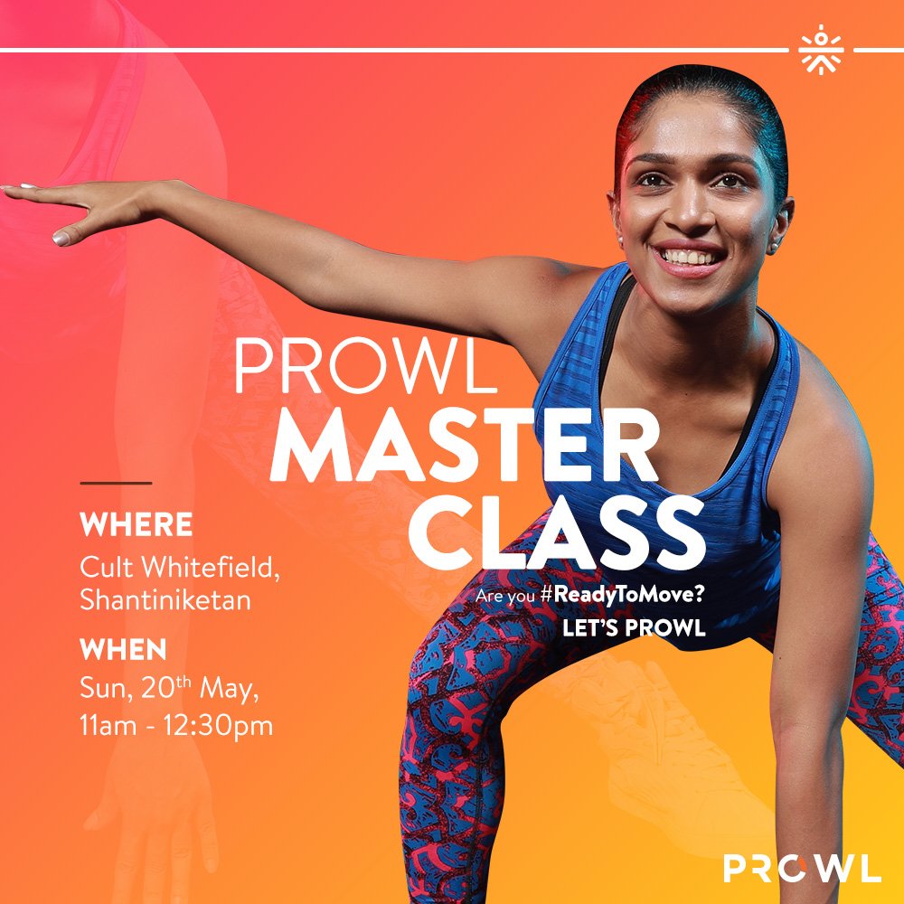 we_are_cult's tweet photo. Groove to the beat and get fighting fit with the PROWL Masterclass. https://t.co/b84Ux61F38
#ReadyToMove #LetsProwl #BeBetterEveryDay 
Where: Cult Whitefield, Shantiniketan
When: 20th May, 11am - 12:30pm
See you there! https://t.co/hEiijNCJwE