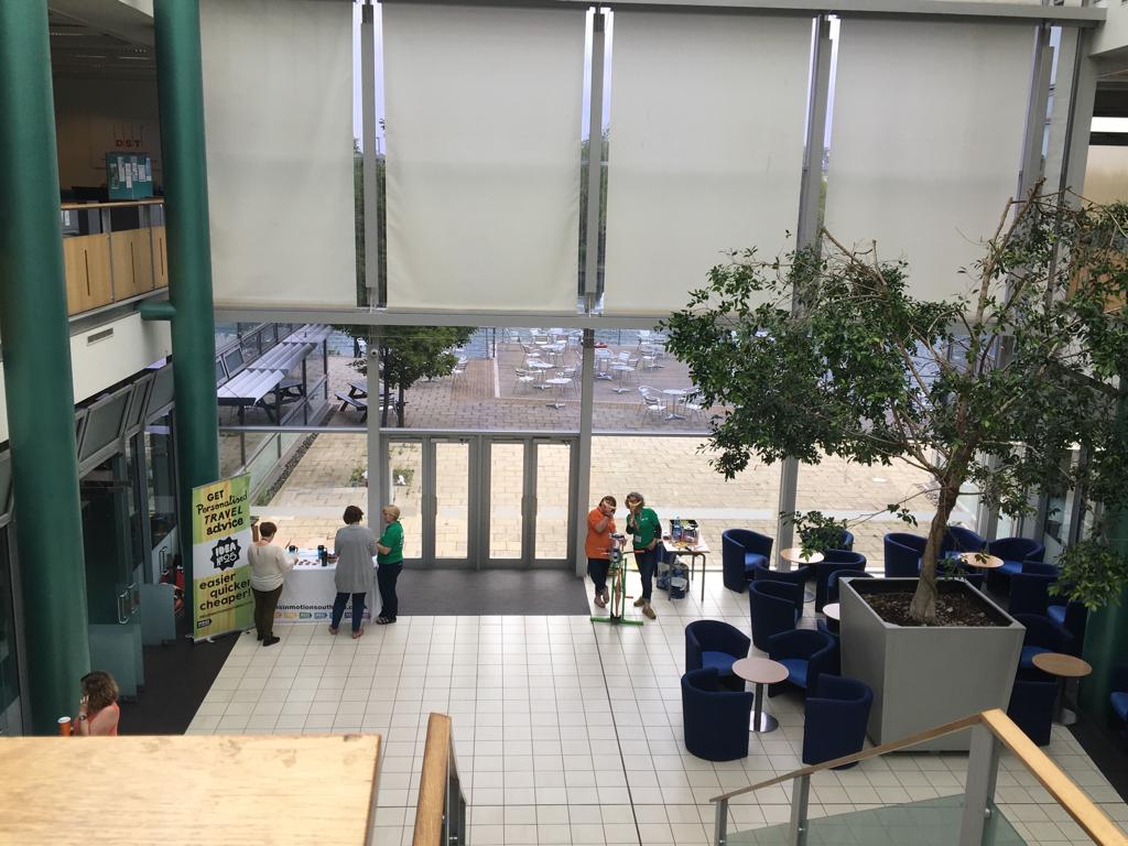 IiMSEAT's tweet photo. Our Travel Engagement Officers were at DST in Basildon this week providing #activetravel advice to staff. As usual, the smoothie bike was very popular! #smoothiebike @DSTtalks https://t.co/SAbDqcnttF