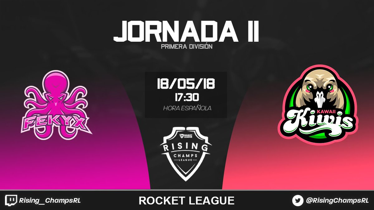 RisingChampsRL's tweet photo. ¿Podrán los kiwis vencer al actual lider?

🏆#RisingRL11 | Primera división
⚔️ @FekyX_eSports 🆚 @KawaiiKiwis 
📅18/05
⏰17:30
📺No retransmitido https://t.co/wC6RftBSCO