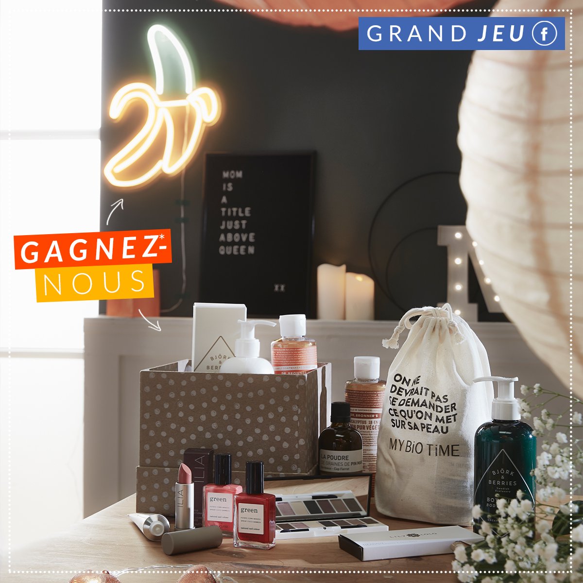GRAND JEU FÊTE DES MÈRES
5 duos comprenant 1 #neon banana SkyLantern + 1 bon de 15€ chez <a href="/mybiotime/">My Bio Time</a> à gagner* sur Facebook ET Insta 
📷 instagram.com/p/Bi6htA1jStY/
🔵 facebook.com/SkyLantern.FR/…
#jeu #concours #deco #beauté #fetedesmeres2018