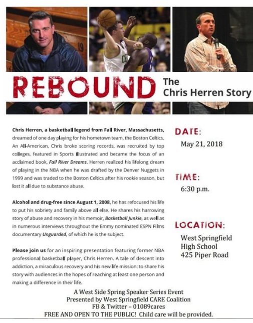 herren_wellness's tweet photo. Chris Herren comes to West Springfield HS in MA May 21 at 630pm. Event is free &amp; open to the public. #addiction #recovery #wellness https://t.co/msHJPmTBcT