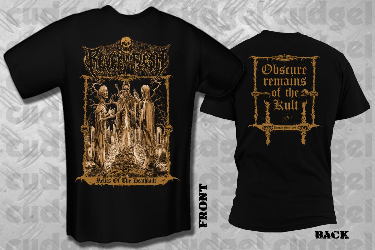 CUDGEL666's tweet photo. PREORDER:
REVEL IN FLESH T-Shirt "Relics Of the Deathcult" at https://t.co/NLAnKUkdaG !
#RevelInFlesh #Deathmetal https://t.co/rP2dvXgl4u