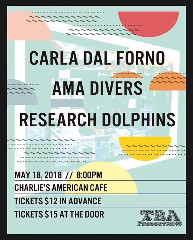 TONIGHT’S THE NIGHT. <a href="/carladalforno/">Carla dal Forno</a> is at Charlie’s with <a href="/AmaDivers/">Ama Divers</a> and Research Dolphins. 8PM, $15 at the door. 🌞