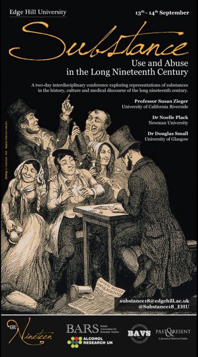 Substance18_EHU's tweet photo. Don’t forget to submit your abstracts for ‘Substance Use and Abuse in the Long Nineteenth Century’

Medicines, therapies, quack remedies,drugs, sedatives,appetite, anaesthesia, indulgences (sugar, cocoa etc), addiction as metaphor...the possibilities are endless!

Closes Monday. https://t.co/9YnUgOHZf1