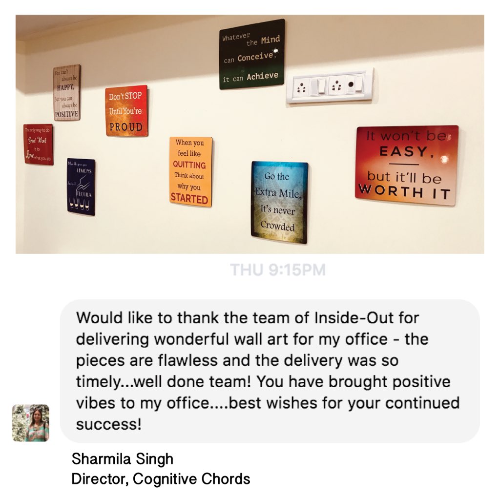 ioidesigns's tweet photo. Review on our latest project, a deco wall for our client’s new office. Feeling happy and proud 💕
#decowall #customised #wallart #review #clientdiaries #happy #proud #motivationalquotes #colourful #positivevibes #interiors #insideout #bandra #mumbai https://t.co/59aWuZIgIk