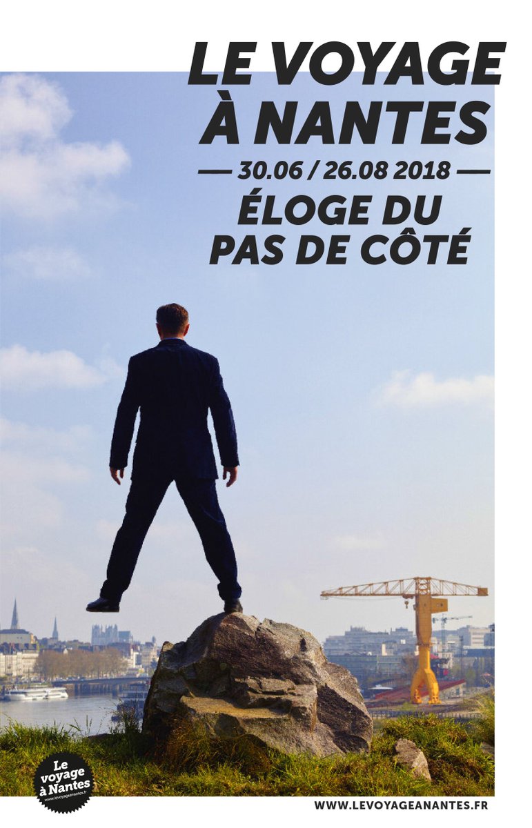 levoyageanantes's tweet photo. On vous dévoile enfin la Une de l’édition 2018 du Voyage à Nantes ! Rendez-vous du 30 juin au 26 août 2018 pour l’évènement estival. Programme en ligne : https://t.co/iP0u5D0w96 #LVAN #Nantes 
Visuel de l’évènement : Eloge du Pas de Côté, Philippe Ramette
Photo : Marc Domage https://t.co/Gl43SBNBRm