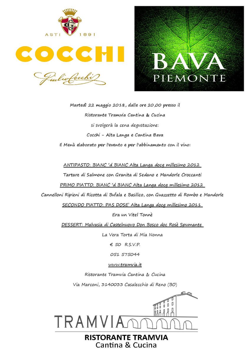 Tramvia's tweet photo. Martedì 22 maggio 2018, dalle ore 20,00 

Ristorante Tramvia Cantina &amp; Cucina https://t.co/l4JsY0H1Mu