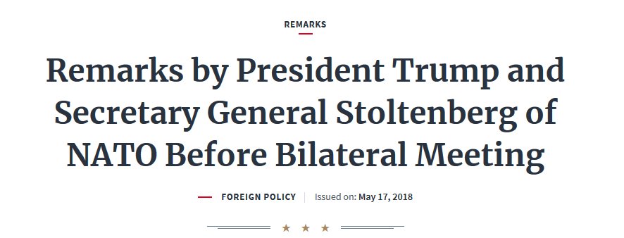 NATOAssure's tweet photo. President Trump - #NATO Stoltenberg transcript of remarks in DC on #NATO defense burden sharing.  @jensstoltenberg https://t.co/a7MqVRjaqI https://t.co/0Q6d3O0FkN