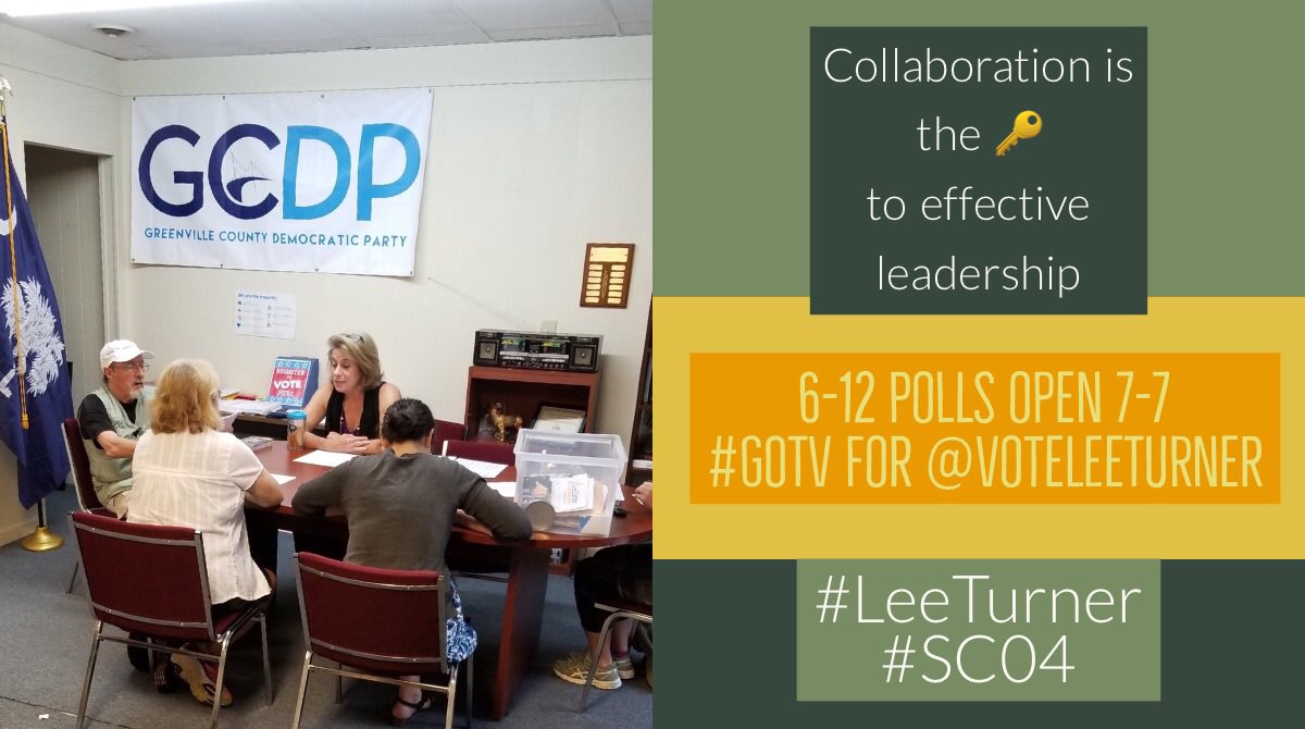 @VoteLeeTurner @MichaelMcCord25 On June 12 there is an election for @VoteLeeTurner. Her 40 year business background has prepared her to collaborate effectively with others. #SC04 #GOTV for #LeeTurner, she will make positive change!