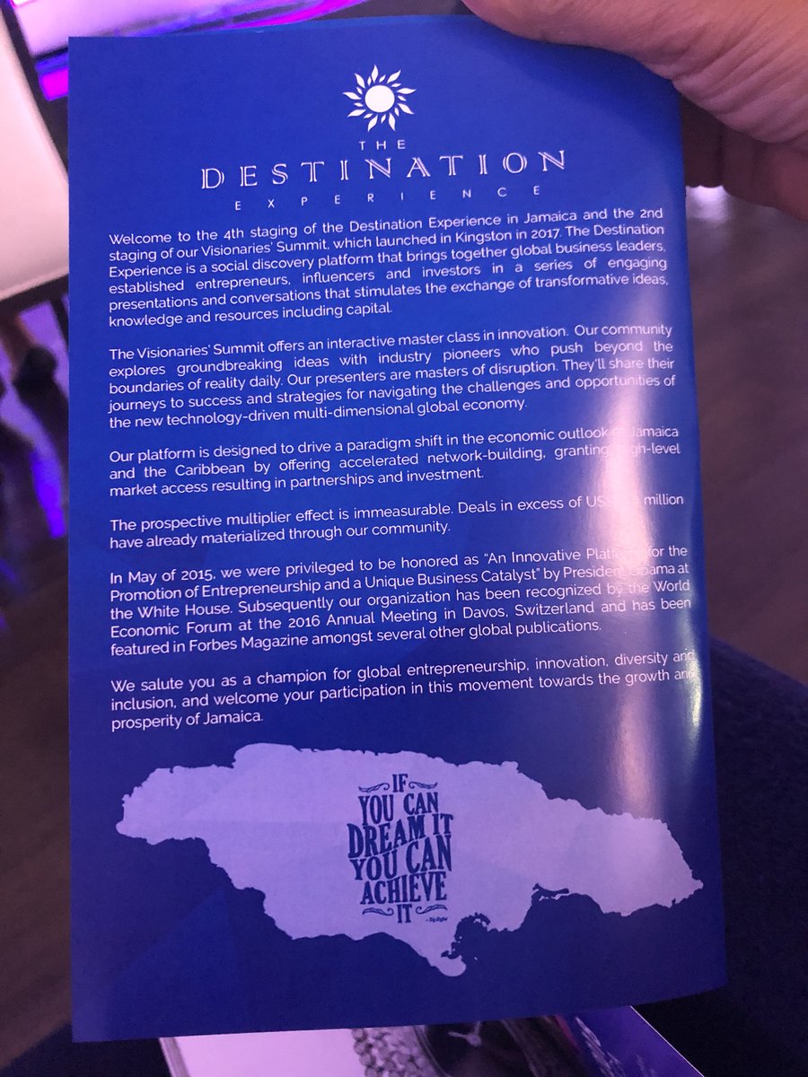 deikamorrison's tweet photo. Current status. Checking out The Visionaries Summit at the 4th staging of The Destination Experience (https://t.co/kZLd5SPdjl). I’ll be sharing from @diGJamaica. Follow @diGJamaica and the hashtag #mydestinationexperience https://t.co/fJzlqEjRvw