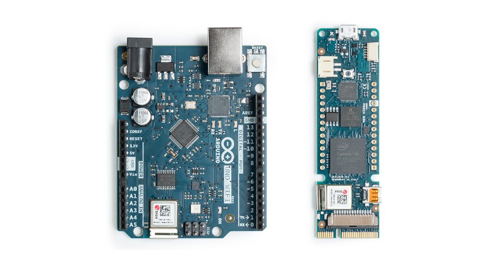 arduino's tweet image. Say hello to the next generation of Arduino boards — the MKR Vidor 4000 and the Uno WiFi Rev 2! bit.ly/2IQN1iA #MFBA18
