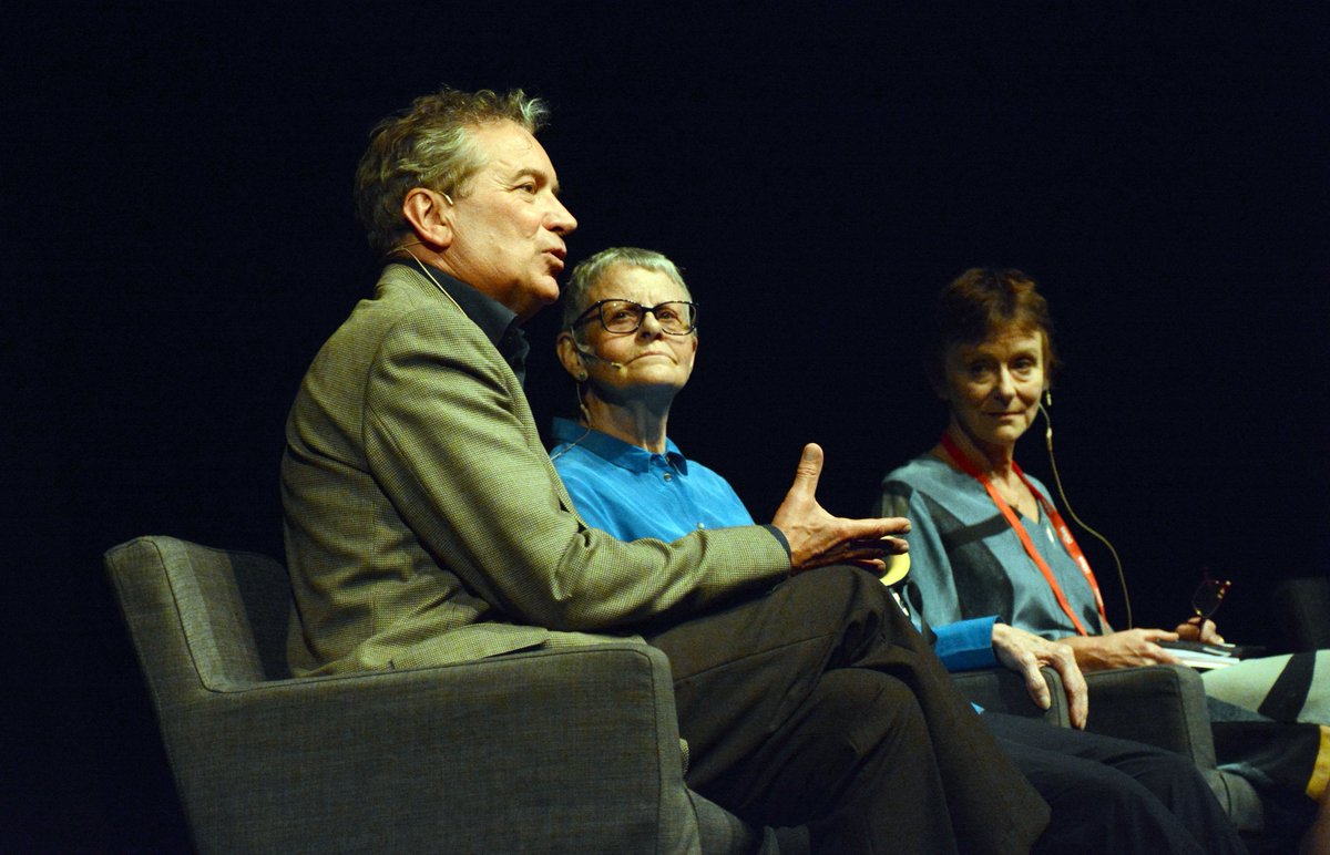 TheDukesTheatre's tweet photo. A great shot of our lovely speakers @john_Middleton_, @WendyPMitchell and @FrenchNicci at last night's #CAIDFest event, An Evening In Conversation. Another fantastic discussion about how the arts are engaging with people living with dementia. https://t.co/ARKoAG7UpL
