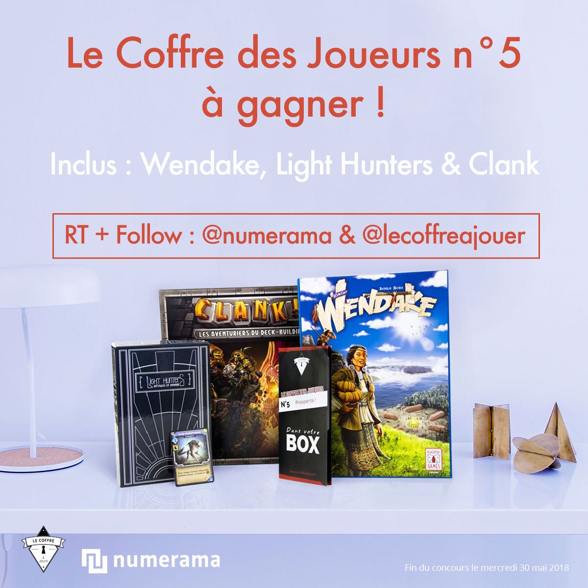 Numerama's tweet image. 🎁 C'est l'heure du #CONCOURS spécial #J2S ! 🎁

🎲 Gagnez une box de jeu ! 3 jeux de société et des surprises à l'intérieur !

👉 RT + Follow @Numerama &amp;amp; @lecoffreajouer

Vous avez jusqu'au 30/05, alors bonne chance à tous ! 🍀