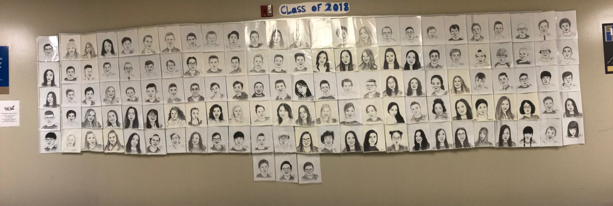 DeanNybes's tweet photo. This was such a cool surprise for all the students and staff today.  Senior Bridget Heffner has been working for over 60 hours since February during the evening at home to give a gift to her class.  She did a sketch of each of her fellow classmates!!

#RoyalLionLIfe https://t.co/5RWP7VMl9c