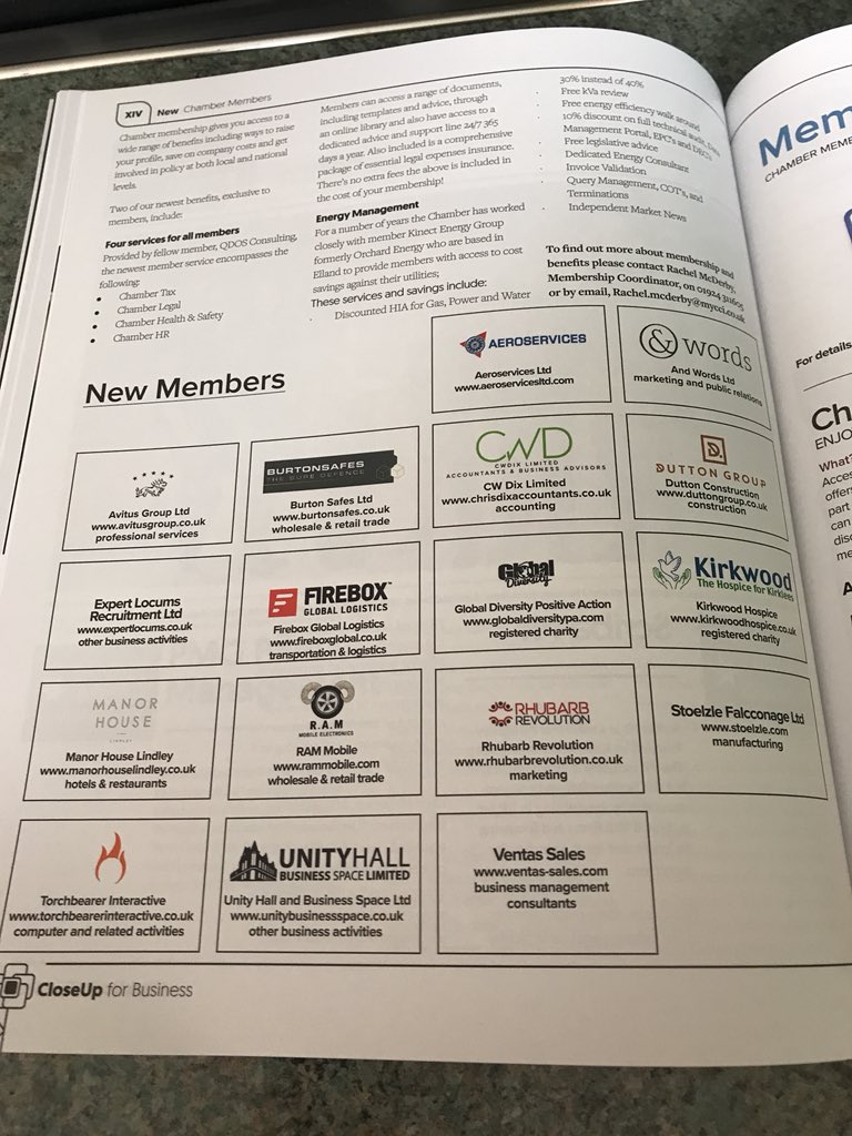 RachTSMEGrowth's tweet photo. New @MidYorksChamber members #closeupmagazine #Kirklees #Calderdale @VentasSalesUK @_Torchbearer @ADVENTURE_LCR https://t.co/ewkSM3GQJb