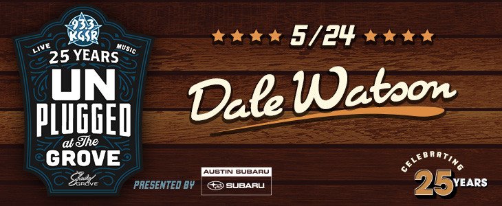 KGSRatx's tweet photo. Next at KGSR's Unplugged at the Grove: @TheDalewatson joins us for a FREE performance 5/24 at @TheShadyGrove sponsored by @AustinSubaru and @ZiegenBockBeer! RSVP Here: https://t.co/PMknR1HV4N #sp https://t.co/MSo82L8nAH